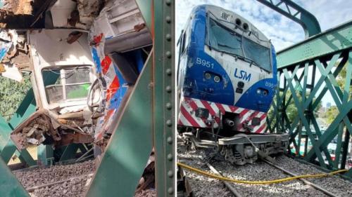 Un tren de la línea San Martín chocó con otra formación y descarriló